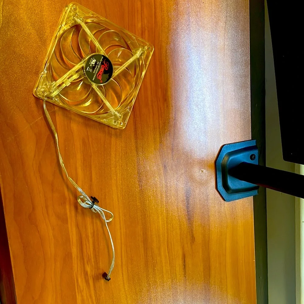 A fan for a pc case and it has led lights that are blue